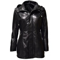 Zimmert Leather Lederjacke Pauline (1-St) abnehmbare Kapuze, Cognac Braun, Schwarz von Zimmert Leather