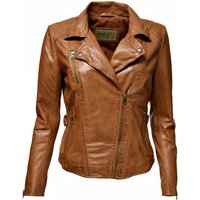 Zimmert Leather Lederjacke Stella im Biker Stil Camouflage Schokobraun, Cognac, Creme, Beige, Weiß, Braun Cognac von Zimmert Leather