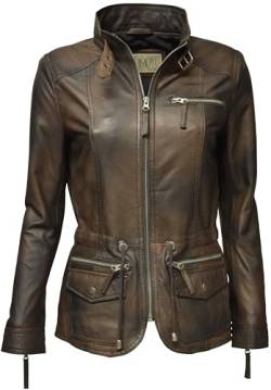 Zimmert Leather Sportliche Damen Lederjacke Lana Tailliert länger stehkragen weiches Leder Camouflage Cognac Braun Schwarz (38, Camobraun) von Zimmert Leather