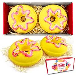 2 x große Donut-Badebomben von Zimpli Gifts, handgefertigte Donut-Feuchtigkeitspflege für alle Altersgruppen, Muttertag, Geburtstagsgeschenk, vegan freundlich und tierversuchsfrei von Zimpli Gifts