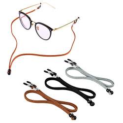 3 Stück Brillenband Sport schwimmfähig, PU Leder Brillenkordel Brillenbänder Brillenkette Anti-Rutsch Eyewear Strap für Lesebrille, Sonnenbrille und Sport von Zingso