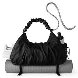 Zingtto Turnbeutel für Damen, Turnbeutel mit Schuhfach und Nasstasche. Yogamatten-Tasche, Umhängetasche, Sport-Reisetasche, Hobo-Tasche, Weenkend-Tasche, Schwarz von Zingtto