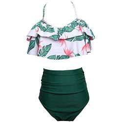 Zinsale Frauen Retro Zweiteilige Badeanzug Hoch Taillierte Bikini Set Gepolstert Push up Badeanzug Kostüm (Grün, S) von Zinsale