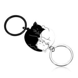 Zinueen Paar-Geschenk-Schlüsselanhänger, Niedliches Valentinstagsgeschenk mit Katzenmotiv für Partner | Geschenkidee für Freund oder Freundin von Zinueen