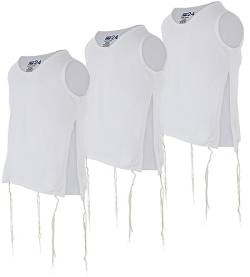 Zion Judaica Tzitzit Unterhemd für Erwachsene, hochwertig, bequem, 100 % Baumwolle, zertifiziert, koscher, Tzitzis Israel, Weiss/opulenter Garten, XL von Zion Judaica Ltd