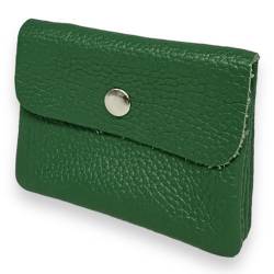 Ziona Portemonnaie Damen klein Leder mit Münzfach und Knopf Mini Geldbörse Brieftsche Geldbeutel Echtleder (Grün) von Ziona