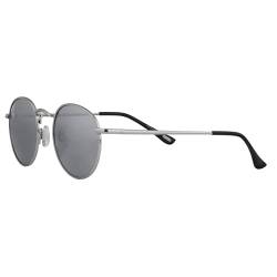 Zippo Sonnenbrille Unisex Code ob130-22 runder Rahmen Metall silber schwarz mit Etui aus Stoff, silber / schwarz von Zippo
