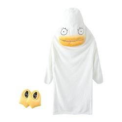 Ziurmut Enten-Einteiler, Enten-Kostü -Pyjama, Plüsch-Flanell-Cosplay, Flanell-Enten-Kostü mit Kapuze, Loungewear, Enten-Pyjama-Anzug, Tierkostü für Halloween-Kostüme, Männer und Frauen von Ziurmut