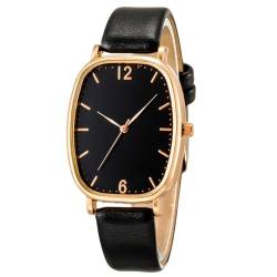 Damen Uhren Leder Band Slim Uhr Frauen Kleid Mode Klassisch Zeitlos Einfach Design Analog Quarz Armbanduhr mit Quadrat Zifferblatt (schwarz) von Ziyan