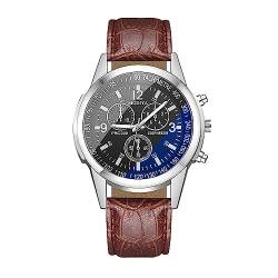 Günstige Armbanduhr Herren + Damen Uhren Sportuhr Leder schlank Slim dünn, mit Digital Zifferblatt (Braun schwarz) von Ziyan