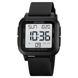 Ziyan Digitale Sportuhr für Herren, Armbanduhr Digital Uhr wasserdichte LED-Armbanduhr mit Stoppuhr, Countdown-Timer (Schwarz - Weiß) von Ziyan