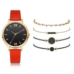 Ziyan Quarz Armbanduhren für Frauen, Armband Set für Damen Damenuhren Armbanduhren Uhr Set Geschenk (Rot+Armband) von Ziyan