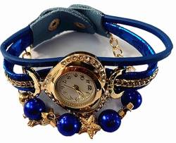 Ziyan Quarz Armbanduhren für Frauen, Perlenuhren und Armband Set für Damen Damenuhren Armbanduhren mit Perlenarmband Uhr Set Geschenk (blau) von Ziyan