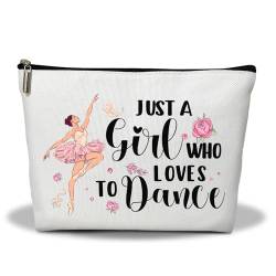 Make-up-Tasche, Tänzerin, Reise-Make-up-Organizer-Tasche, "Just A Girl Who Love To Dance", tragbare Kulturbeutel, Make-up-Tasche, Aufbewahrungs-Make-up-Reißverschlusstasche, motivierendes Geschenk für von Ziyouza