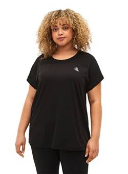 Zizzi Aktiv Frauen Große Größen Rundhalsausschnitt T-Shirt Größe 46-48 Black von Zizzi