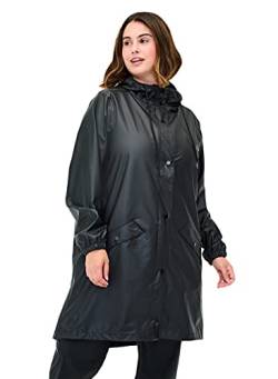 Zizzi Damen Große Größen Regenjacke mit Kapuze und Taschen Gr. 42-44 Schwarz von Zizzi
