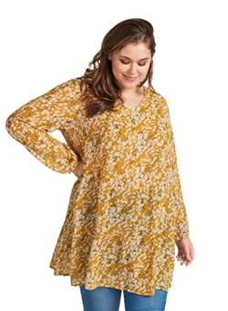 Zizzi Damen Marley Bluse, Gelb (Yellow AOP 9998), 42 (Herstellergröße: S (42/44)) von Zizzi