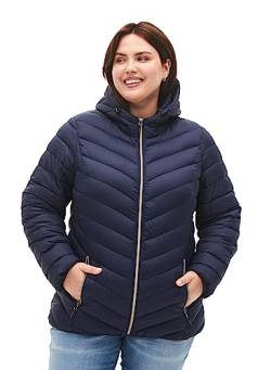 Zizzi Damen Plus Size Jacke mit Kapuze Taschen Gesteppt Größe Gr L (50/52) Navy Blazer Plus Size Damen Kleidung von Zizzi