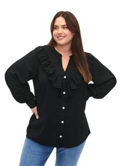 Zizzi Frauen Große Größen Hemd Bluse Viskose Rüschen Größe Gr L (50/52) Black von Zizzi