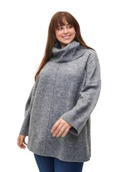 Zizzi Frauen Große Größen Pullover Rollkragen Wolle Größe 42-44 Medium Grey Melange von Zizzi