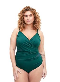 Zizzi Swim by Damen Große Größen Badeanzug mit Wickeleffekt Gr Gr 44 Deep Teal von Zizzi