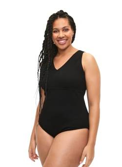 Zizzi Swim by Damen Großen Größen Badeanzug Wickeloptik Größe Gr 50 Black von Zizzi