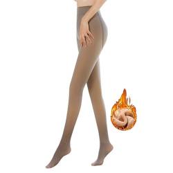 Zkaoai Strumpfhosen Damen Winter, Thermo Strumpfhose Damen, Gefütterte Strumpfhose, Thermostrumpfhosen für Damen, Gefälschte Durchscheinend Plüschstrümpfe Pantyhose Wärmende Fleece Strumpfhose von Zkaoai