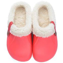 Zkyo Clogs Damen Herren Winter Warme Gefüttert Hausschuhe Leicht Rutschfeste Home Slipper Rot Größe 39-40 (CN 39-40) von Zkyo