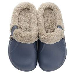 Zkyo Hausschuhe Herren Damen Winter Warme Gefütterte Home Pantoffeln Leicht Rutschfeste Haus Slipper Clogs Blau Größe 43-44 (CN 44-45) von Zkyo