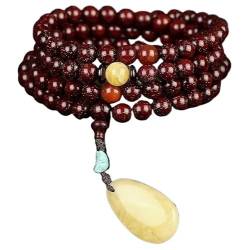 Armbänder, Reichtumsarmband, buddhistisches Gebetsperlenarmband, handgefertigtes, geschnitztes rotes Sandelholz-Stretchband, leicht zu tragen, Freude, Frieden, Erfolg und Harmonie, geweiht von buddhis von ZlyxLzq