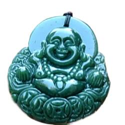 Jade-Anhänger-Halskette, Feng Shui-Amulett-Halskette, Lachender Buddha-Anhänger, Halskette mit Kordel, natürliche Hetian-Jade-Anhänger-Halskette, Meditations-Talisman for Wohlstand, Geld, viel Glück, von ZoRHac