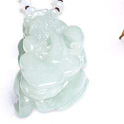 Jade-Anhänger-Halskette, Feng Shui-Halskette, Glücks-Ruyi-Pixiu-Charm-Halskette, natürlicher Smaragd-Eis-Jade-Anhänger, Jadeit-Perlenkette, Reichtumsamulett, zieht Wohlstand, Liebe, Glück, Geld an von ZoRHac