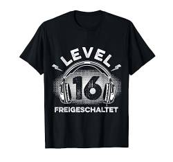 Level 16 Freigeschaltet 16 Jahre Gamer Geburtstag Geschenk T-Shirt von Zocker Coole Retro Gamer Geburtstag Geschenkideen