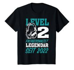 Kinder Level 2 Geburtstag Junge Kinder Deko Lustig 2022 2er T-Shirt von Zocker Stylez Gamer Geburtstag Geschenke 2024