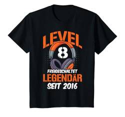Kinder Level 8 Geburtstag Junge Kinder Deko Lustig 2016 8er T-Shirt von Zocker Stylez Gamer Geburtstag Geschenke 2024