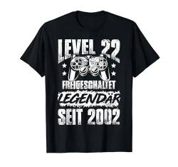 Level 22 Geburtstag Mann Deko Lustig 2002 22er Geburtstag T-Shirt von Zocker Stylez Gamer Geburtstag Geschenke 2024