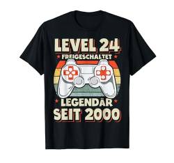 Level 24 Geburtstag Mann Deko Lustig 2000 24er Geburtstag T-Shirt von Zocker Stylez Gamer Geburtstag Geschenke 2024