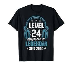 Level 24 Geburtstag Mann Deko Lustig 2000 24er Geburtstag T-Shirt von Zocker Stylez Gamer Geburtstag Geschenke 2024