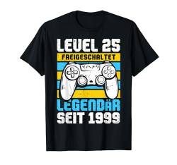 Level 25 Geburtstag Mann Deko Lustig 1999 25er Geburtstag T-Shirt von Zocker Stylez Gamer Geburtstag Geschenke 2024