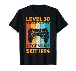 Level 30 Geburtstag Mann Deko Lustig 1994 30er Geburtstag T-Shirt von Zocker Stylez Gamer Geburtstag Geschenke 2024