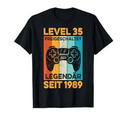 Level 35 Geburtstag Mann Deko Lustig 1989 35er Geburtstag T-Shirt von Zocker Stylez Gamer Geburtstag Geschenke 2024