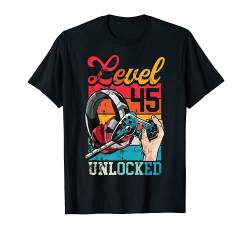 Level 45 Jahre Geburtstagsshirt Männer Gamer 45. Geburtstag T-Shirt von Zocker Stylez Retro Gamer Geburtstag Geschenkidee