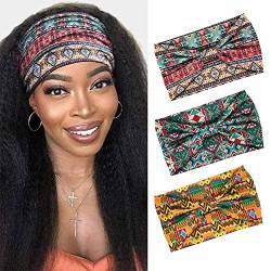 Zoestar Afrikanische Stirnbänder gelb breit verknotet Haarbänder Yoga dehnbar Bandeau afrikanische Headwrap Haarschmuck für Frauen und Mädchen (3 Stück) von Zoestar