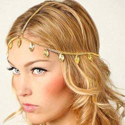 Zoestar Boho-Kopfkette, Gold, Blattquaste, Haarschmuck, Brautschmuck, Festival, Stirnband für Frauen und Mädchen von Zoestar