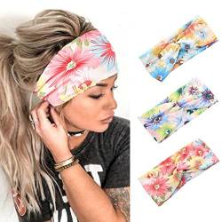 Zoestar Boho-Stirnbänder, Sonnenblume, Haarbänder, Stretch-Kreuzkopf-Schals, Yoga-Stirnband für Frauen und Mädchen (3 Stück) von Zoestar
