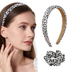 Zoestar Boho Stirnbänder Leopard Haarreifen Elastische Haarbänder mit Haargummi Party Custom Haarschmuck für Frauen und Mädchen, 1 Set (B) von Zoestar