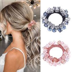 Zoestar Haargummis 2 Stück Kristall Haargummi Elastische Haarseile Pferdeschwanz Halter Mode Haarschmuck für Frauen und Mädchen (B) von Zoestar