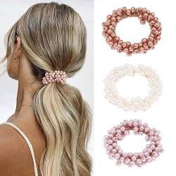 Zoestar Haargummis Perlen-Haargummis Kristall Elastische Haarseile Pferdeschwanz Halter Mode Haarschmuck für Frauen und Mädchen,3 Stück (A) (B) von Zoestar