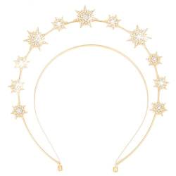 Zoestar Halo Crown Stirnband Stern Kristall Haarband Glitzernde Strass Kopfschmuck Göttin Hochzeit Haar Tiara Party Kostüm Haarschmuck für Frauen und Mädchen, 1 Stück (Gold 1) von Zoestar