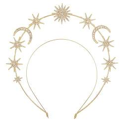 Zoestar Halo Crown Stirnband Stern Kristall Haarband Glitzernde Strass Kopfschmuck Göttin Hochzeit Haar Tiara Party Kostüm Haarschmuck für Frauen und Mädchen, 1 Stück (Gold 2) von Zoestar
